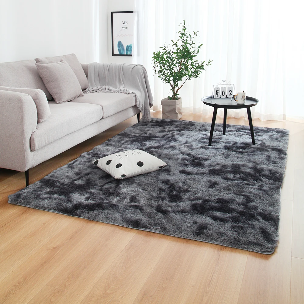 Anti-slip Floor Mats Grey Carpet Tie Dyeing Plush Soft Carpets Bedroom Water Absorption Carpet Rugs For Living Room Bedroom - Цвет: F