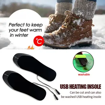 

1Pair Women Man USB Heated Shoe Insoles Foot Winter Outdoor Warmer Sock Pad Mat Thermacell Proflex Heated Insoles For 35-45 Size