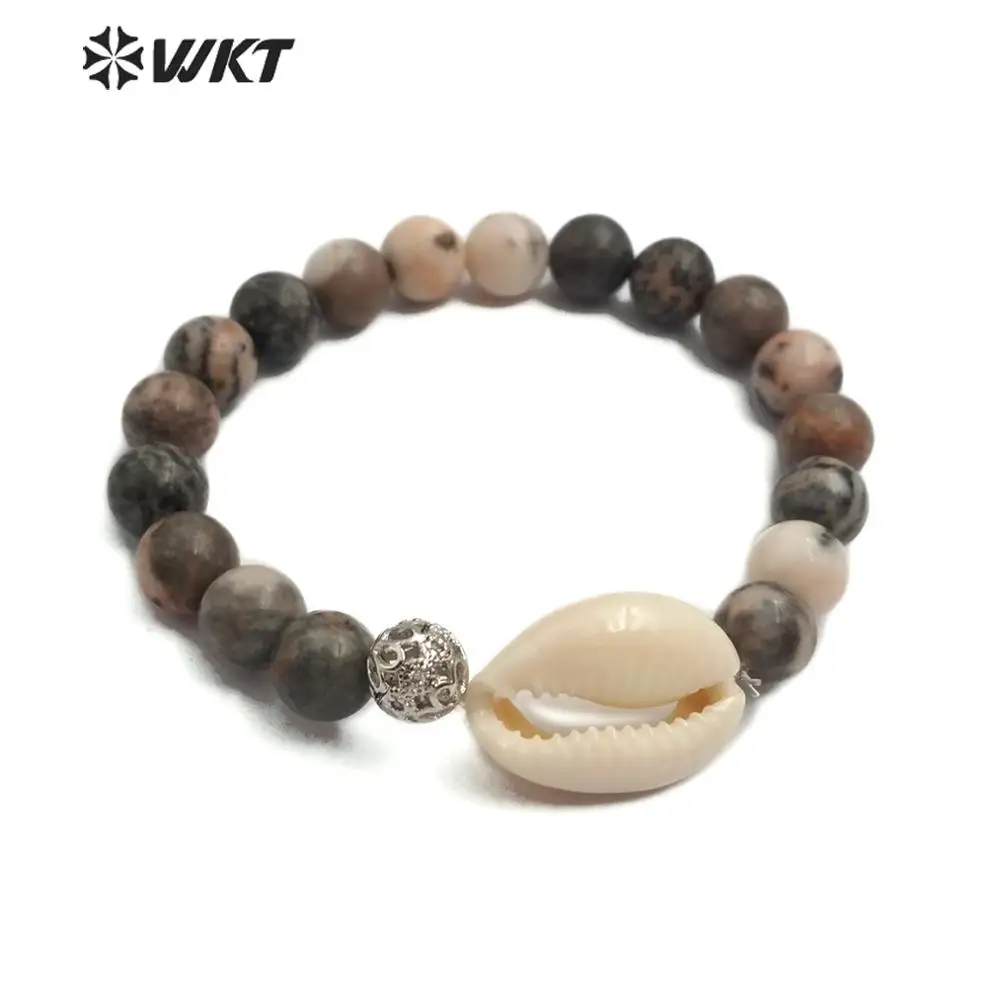 

WT-B485 WKT New Three Colors 8mm Stone Beads & Cowrie With Gold/Silver Beads Bracelet Women Fashion Bracelets Jewelry