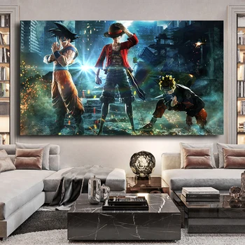 

Japanese Anime Poster Prints Goku Luffy Naruto Cartoon HD Print Canvas Painting Wall Art Kids Bedroom Decor No Frame