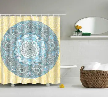 

Waterproof Thicken Polyester 3D Shower Curtain Nordic Style Flower Mildew Proof Bath Tub Curtain with 12 pcs Hooks