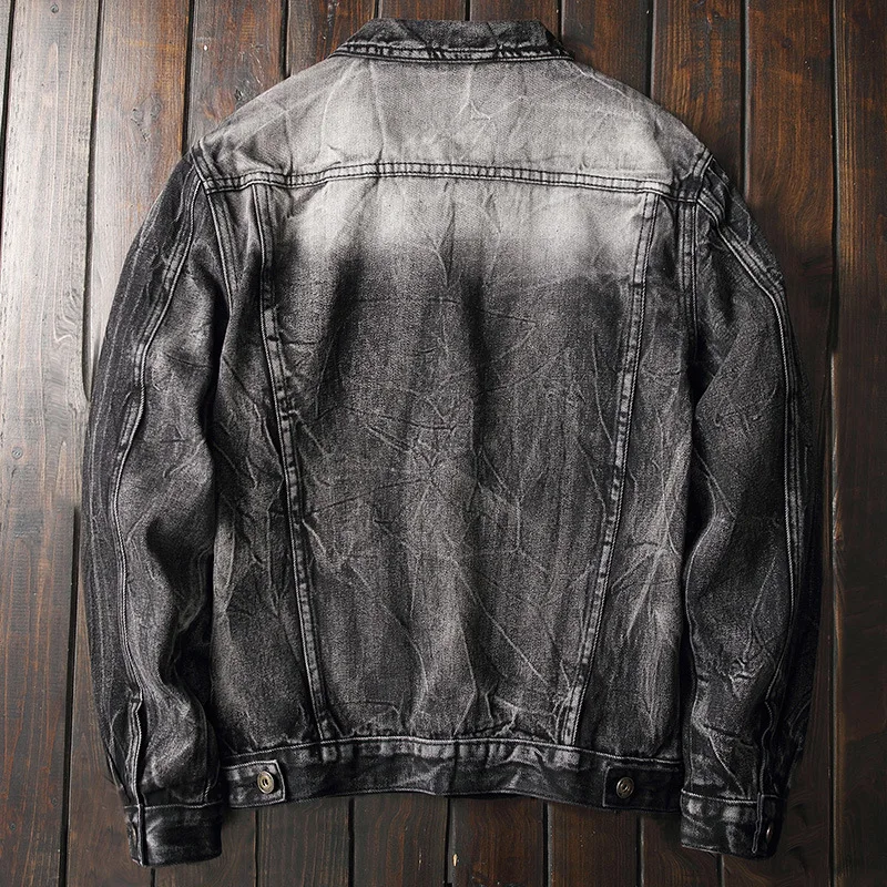 Новинка, Kot Ceket, черная, серая, Chaqueta, vaqueta, Hombre, Повседневная джинсовая куртка, Мужская, с отворотом, модная, облегающая, Kurtka, джинсовая куртка, мужское пальто