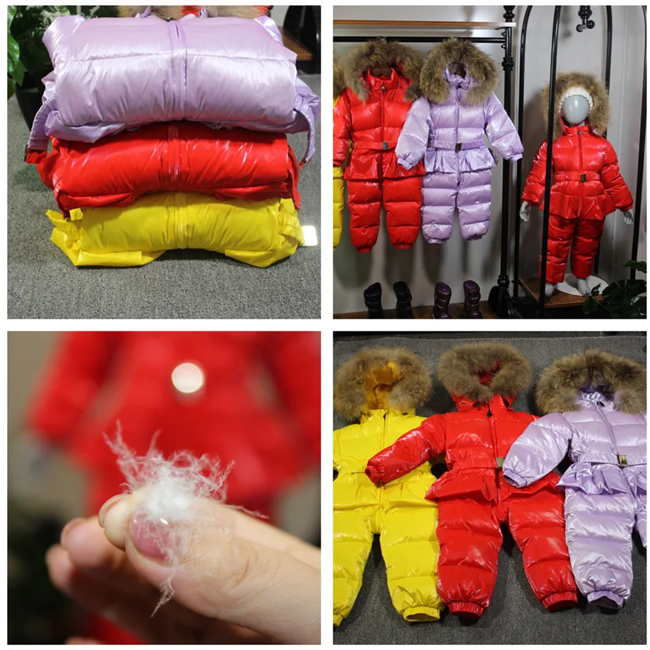 Orangemom winter Jumpsuit real fur outerwear , winter romper jackets girls clothes . 90% goose down russian coats girls