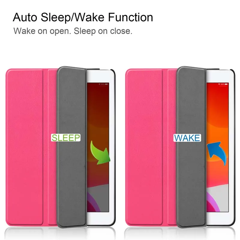 Case Чехол для нового iPad 10,2 7th Gen Coque Магнитная подставка авто Пробуждение/спящий кожаный чехол для iPad 10,2 Capa+ пленка+ ручка - Цвет: Case