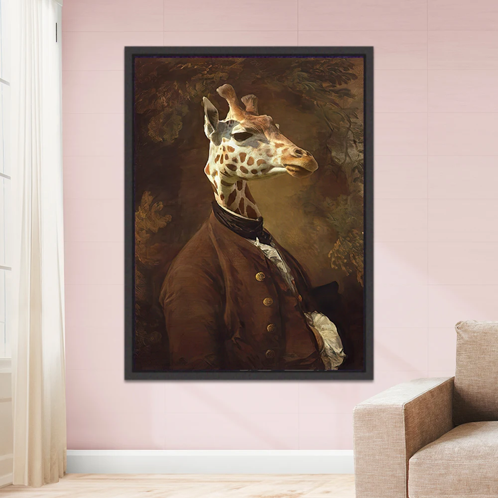 Giraffe in Dress Classical Canvas Paintings On the Wall Art Posters And Printing Wall Pictures for Living Room Home Unstertched