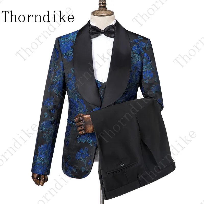 Thorndike дизайн Мужская Стильная Вышивка цветочным узором костюмы сценический для певца свадебный смокинг жениха костюм Homme 3 комплекта - Цвет: suits 13