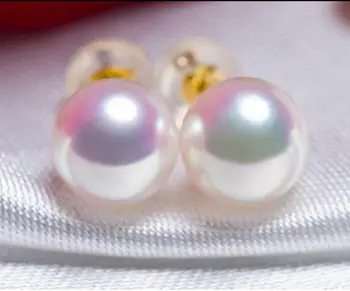 

Jewelry Jade Earring luxury Noble jewelry Genuine charming pair 10-11 mm Akoya Pearls white pearl earring Free Shipping