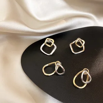 

Korean New Cold Wind Fashion Geometric Stud Earrings Metal For Women Girl Daily Personality Accessories