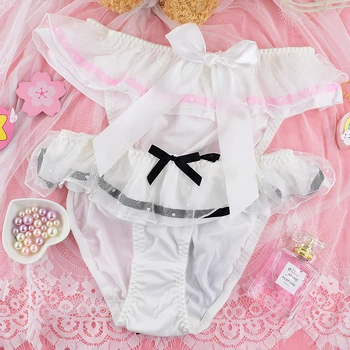 

Sweet Japanese Lolita Cute Lace Bow Milk Silk Panties Briefs Fairy Soft Girl Women's Kawaii Underwear Pure Colour Underpants
