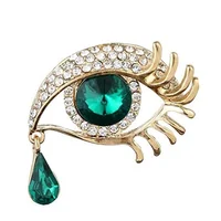 Fashionable and Exquisite Creative Crystal Glass Angel Tears Brooch with Zircon Big Eyes and Long Eyelashes Brooch