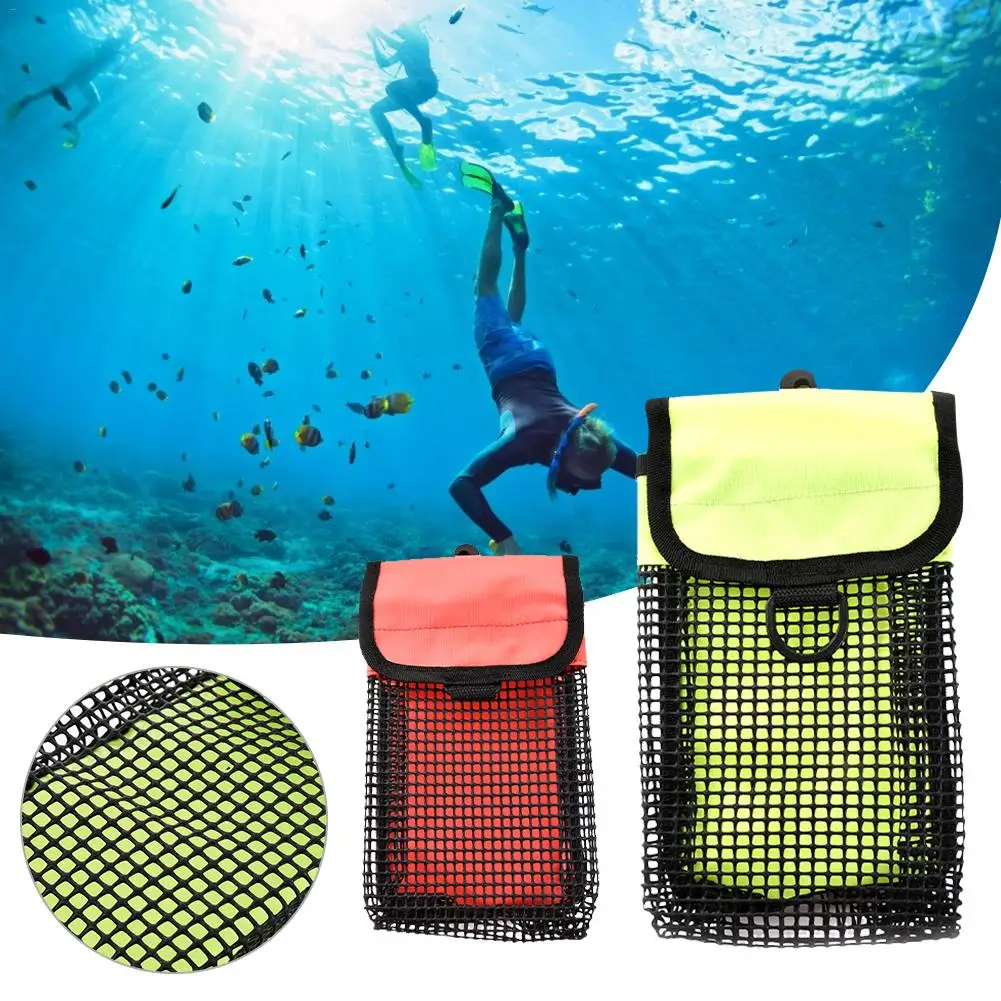 

Scuba Diving Reel Bolt Snap SMB Safety Marker Buoy Mesh Gear Bag Equipment Holder Carry Pouch Surface Marker Buoy Storage Bag 4