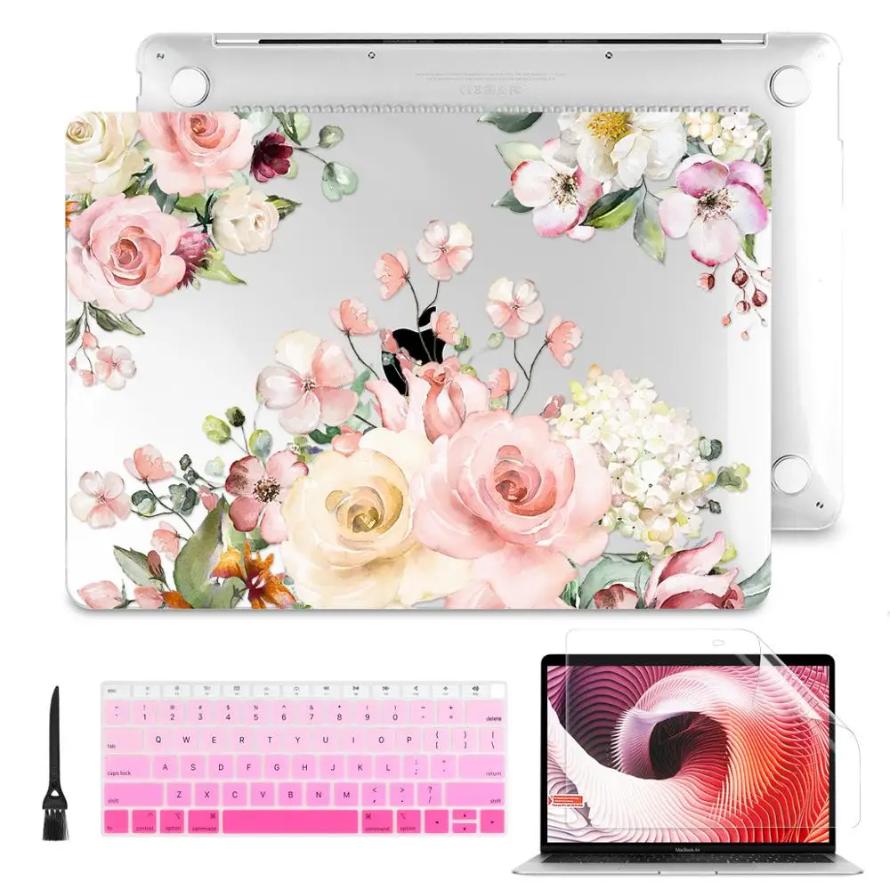 Чехол с цветочным принтом для Macbook Pro retina Air 11 12 13 15 Pro 15'4 16 A2141 A1932 A1989 Touch bar/Touch ID Crystal Cover