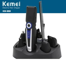Kemei электрический триммер для волос KM008 электрическая машинка для стрижки волос 6 в 1 электрическая бритва, нос триммер для бороды удаление волос