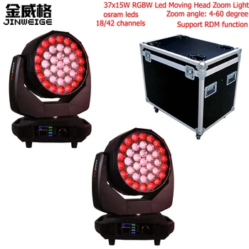 

Free Shipping 2pcs/lot High Quality Stage Led Zoom Wash 37x15w Rgbw 4in1 Wash Zoom Moving Head Light Flight Case