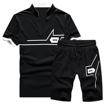 

Tracksuit Casual Men 2020 Summer Two Piece Set Men Short Sleeve T Shirt+Shorts Suit Mens Sportwear Slim Fit Shorts Sets Outwear