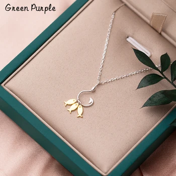 

925 Silver Fish Necklace Minimalism Jewelry Fish Hook Pendants Boho Chocker Kolye Vintage Bijoux Femme Collier Women Necklace