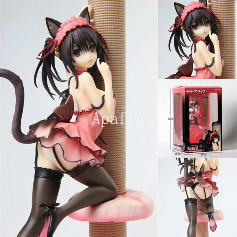 

24cm Tokisaki Kurumi Figure Figure Dress Cat Ver. Nightmare Anime Date A Live PVC Model Toys Nekomusume Sexy KADOKAWA Toy