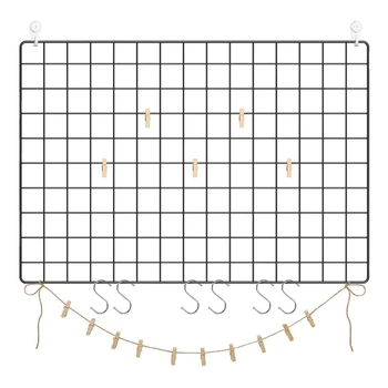 

Grid Photo Wall, Set of 2, 25.6 inch x 17.7 inch, Photo Display Wall, Metal Mesh Wall Decor, Multifunctional Hanging Picture Wal