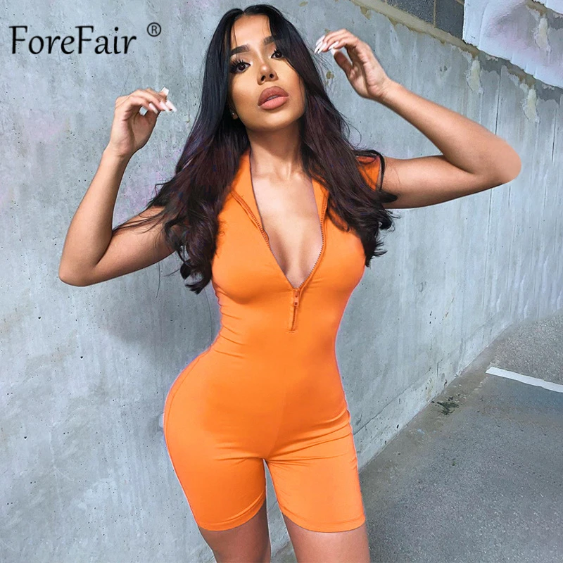 Forefair Summer Women Bodysuit Bodycon Zip Solid Short Sleeve Casual Breathable Fitness Slimming Stylish Sports Women Romper Forefair Summer Women Bodysuit Bodycon Zip Solid Short Sleeve Casual Breathable Fitness Slimming Stylish Sports Women Romper