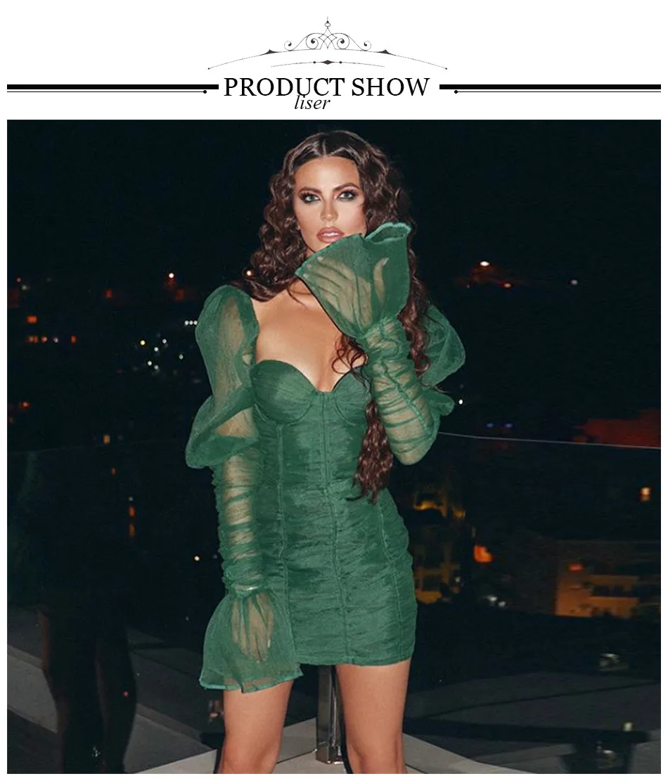 Liser новое летнее женское платье без бретелек ДРАПИРОВАННОЕ зеленое мини-платье сексуальное облегающее элегантное Клубное вечернее платье знаменитостей Vestidos