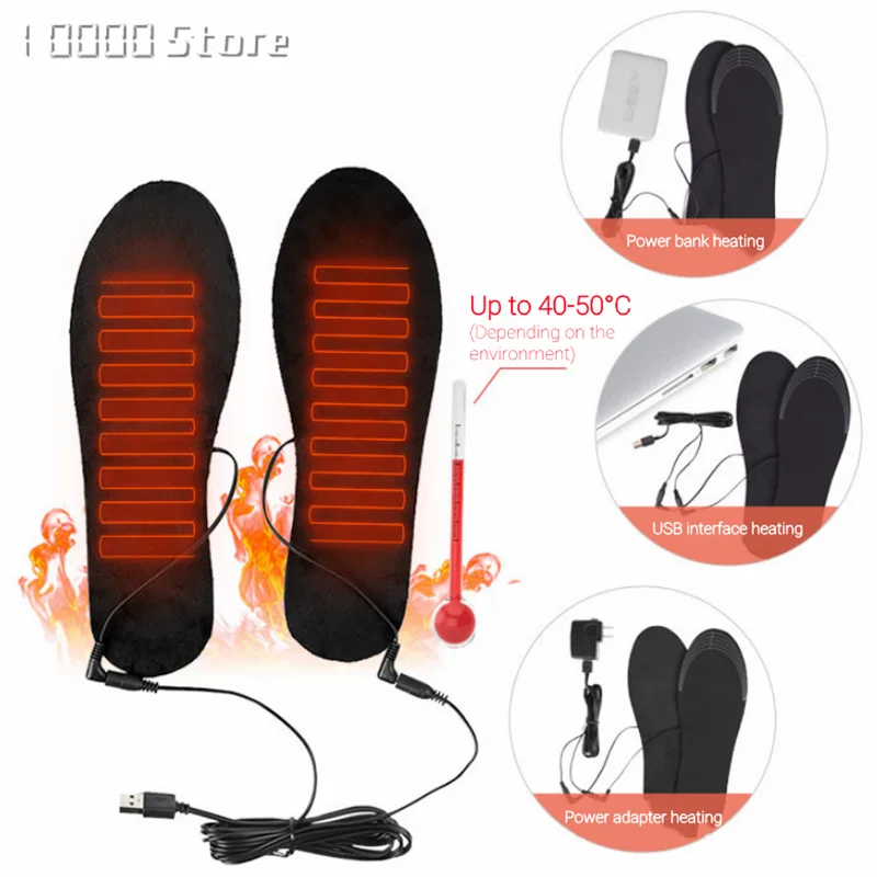 USB Heated Shoe Insoles Feet Warm Sock Pad Mat Electrically Heating Insoles Washable Warm Thermal Unisex