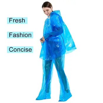 

5Sets Disposable Unisex Waterproof Hooded Blouse Elastic Pants Outdoor Raincoat
