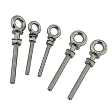 

5PCS 316 Stainless Steel HX Long Shoulder Lifting Eye Bolt With Nut M6 M8 M10 For Wire Rope Lifting