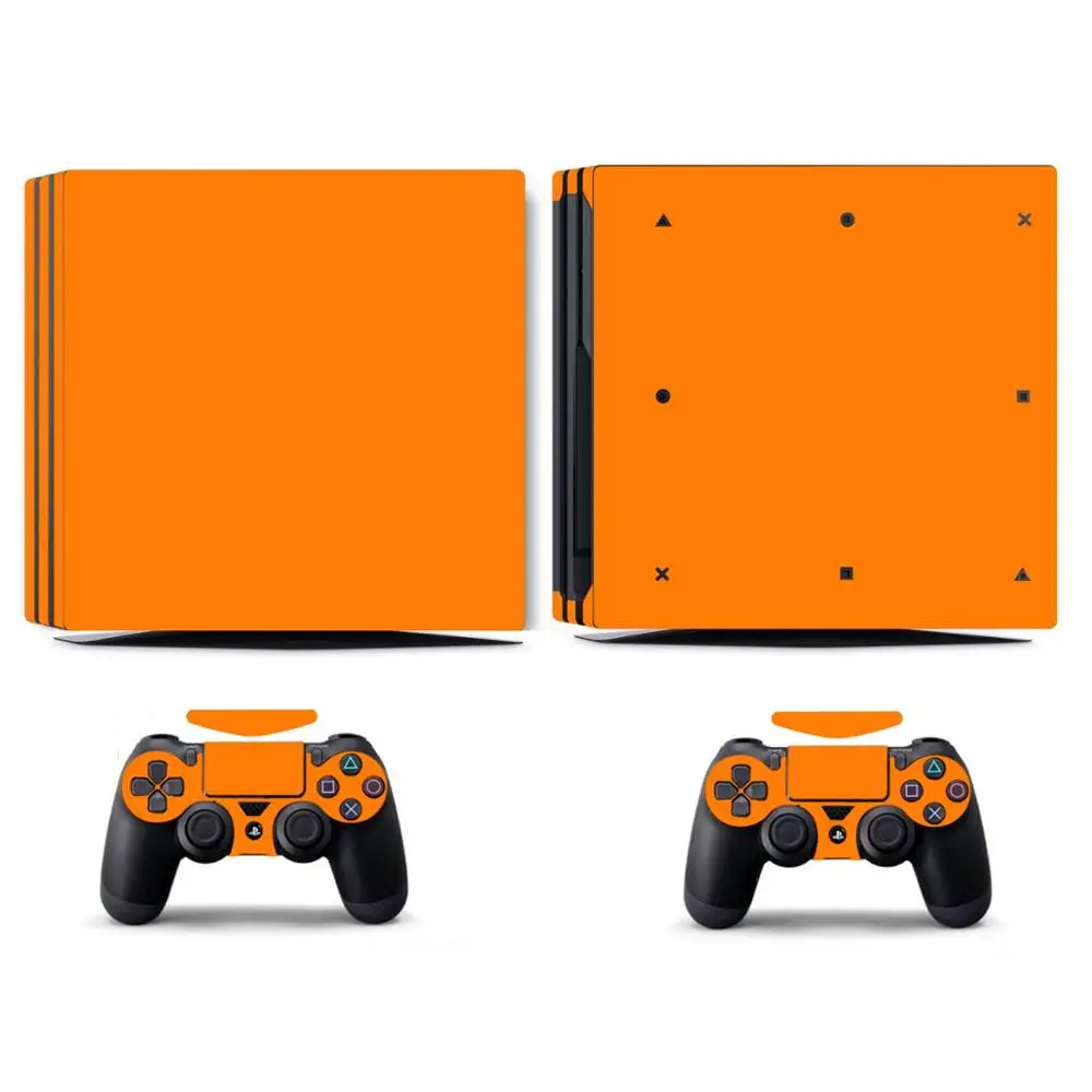 Десять чистые однотонные виниловые наклейки на кожу для sony PS4 PRO playstation 4 PRO и 2 контроллера - Цвет: PS4 Pro-Orange