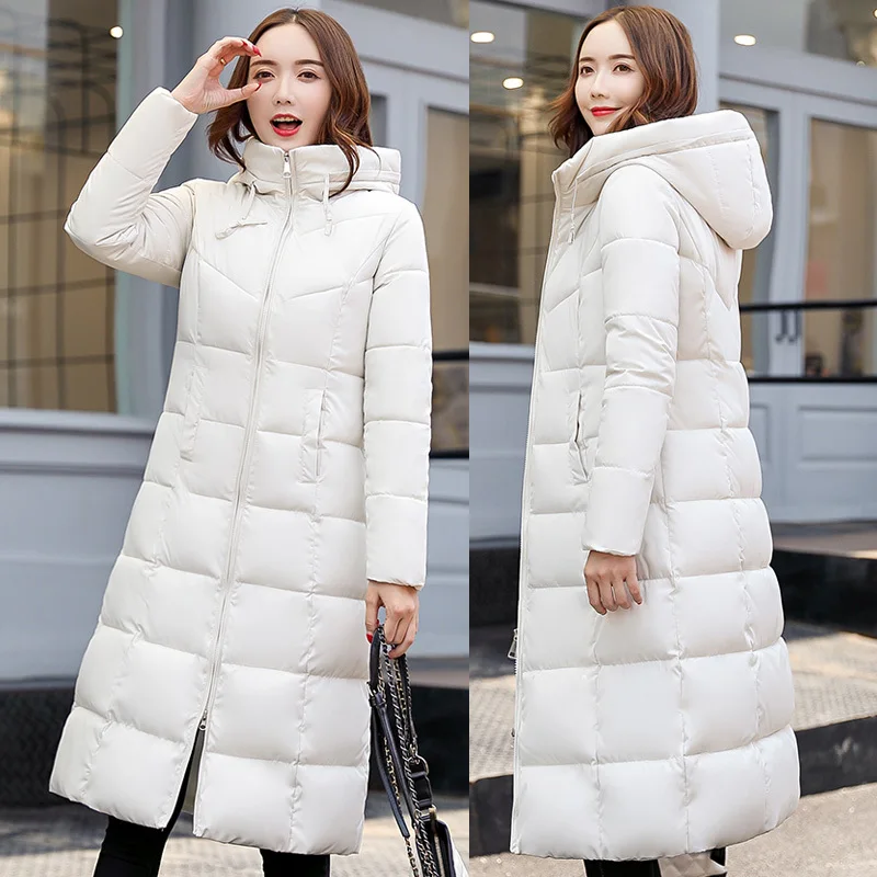 

Women winter jackets Solid basic style Slim Thicken Warm hooded X-long Parkas jackets coat -25degrees snow wearing clothing