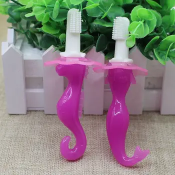

Hippocampus Fish-shaped Silicone Toothbrush Child Infants Soft Hair Toothbrush Baby Teether Appease Supplies