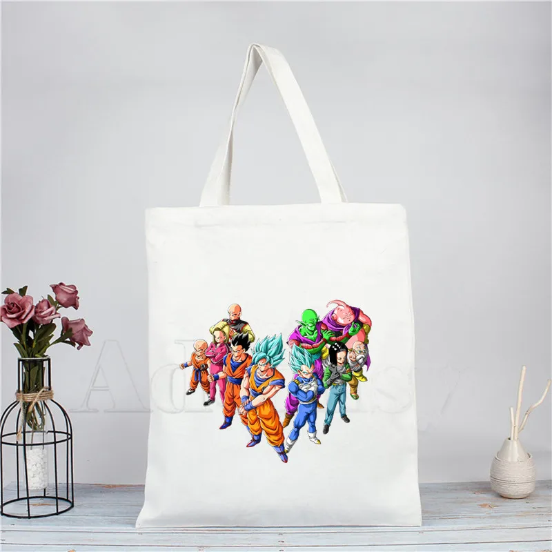 

Dragon Ball ZGoku Graphic Cartoon Printed Canvas Shoulder Bag Female Harajuku Funny Large-capacity Eco Environmental Shopper Bag