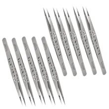 10 шт. электронные пинцеты антистатические прямая законцовка прецизионные щипцы из нержавеющей стали SMD BGA SMT ремонт телефона ручной инструмент