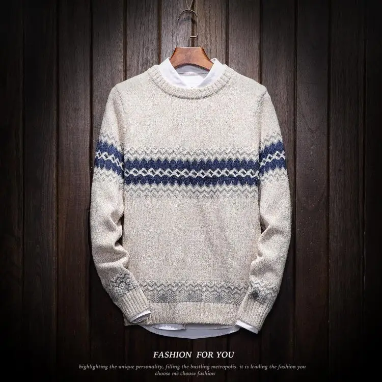 

Striped Casual Sweater Men Fashion Brand Winter Thick Warm Clothes Male Pullover Sweaters Men Plus Size 5XL 6XL Top Quality