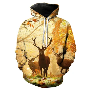 

new elk hoodie men 3d print hoody/shirts/pants harajuku casual shorts funny streetwear hip hop novelty animal hooded sweashirts