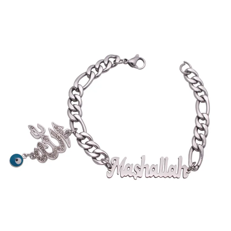 Ислам, Аллах машаллах амулет от сглаза браслет из нержавеющей стали Браслеты