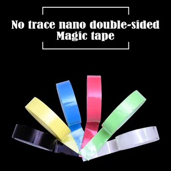 

3 Rolls Color nano-adhesive tape 10,000 times water wash No trace magic tape nano-double-sided adhesive for Home decoration