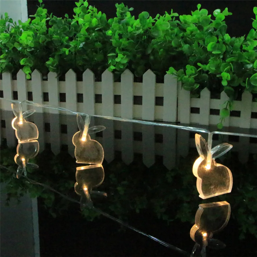 

Transparent Easter Bunny String Lights Decorative Lights 10 LED Battery Type 1.65M Easter Party Garden Decorative Lights J09#40