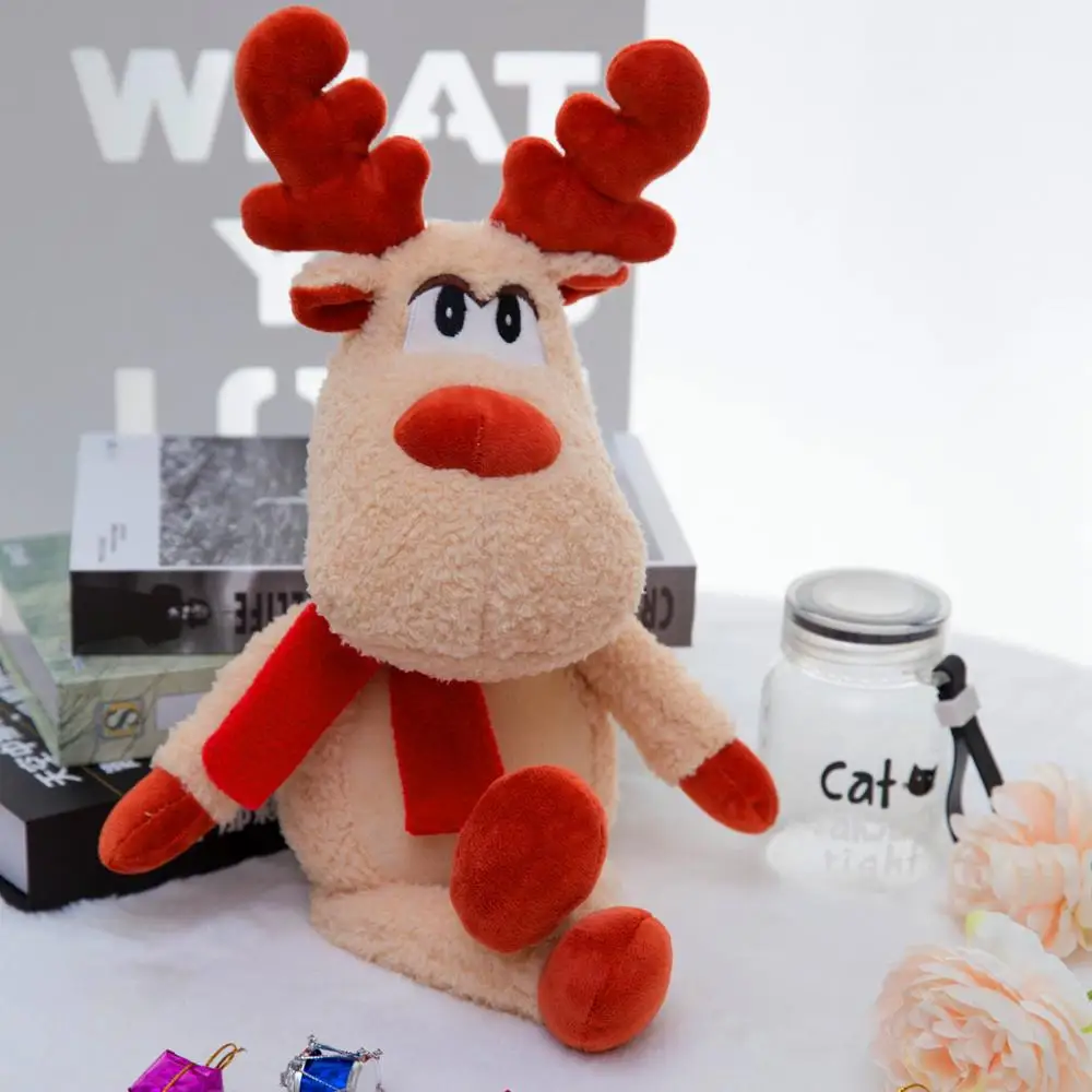 Scarf Reindeer Cute Elk Plush Doll high quality stuffed Toy Christmas Decoration soft Gift for kids - Цвет: red