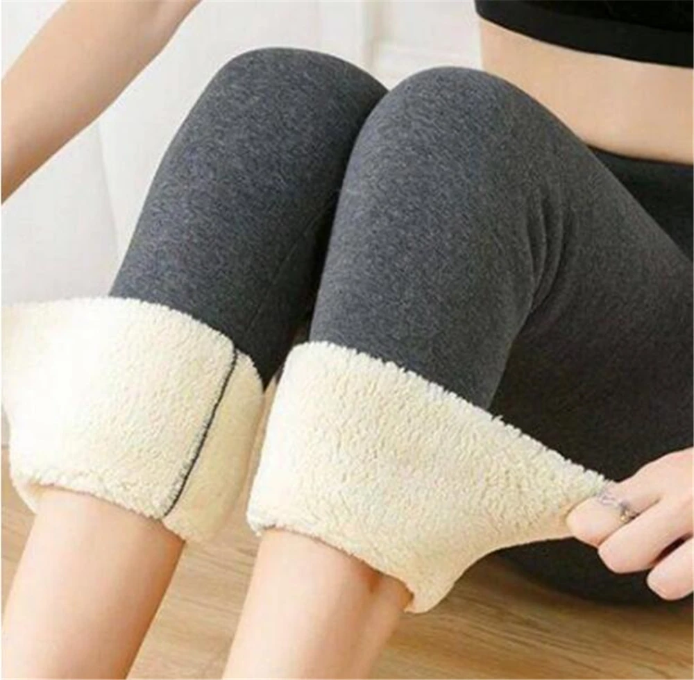 We.Fine Winter Women Thicken Warm Leggings Thick Velvet Fleece