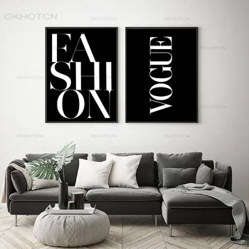 

Modern Black and White Vogue Decor Quotes Art Poster Canvas Painting Fashion Wall Art Pictures for Living Room Without Frame