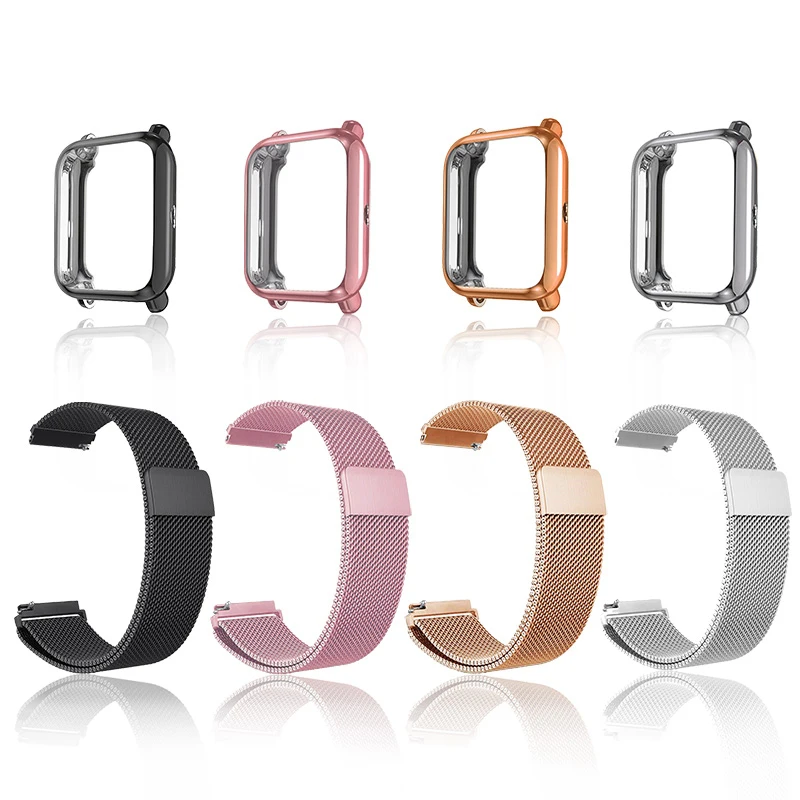 2в1/Набор браслетов для Amazfit Bip металлический ремешок с чехлом для Huami Amazfit bip защитная лента 20 мм ремешок Смарт-часы аксессуары