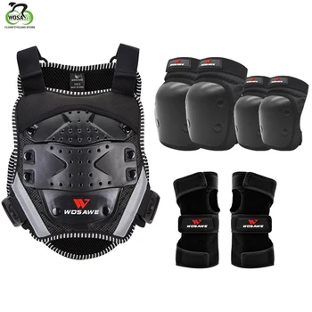 

WOSAWE Children's Armor Jacket Vest Chest Protection Motorcycle Gear Kids Back Support Cycling Skiing Knee Elbow Protector