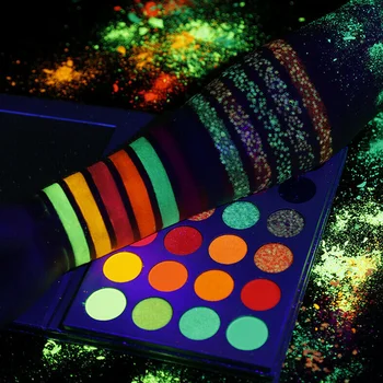 

24 Colors Eye Makeup Highlighter Cosmetic Luminous Powder Party Professional Glitter Eyeshadow Palette Glow In Dark Pigment