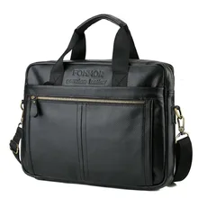 Мужская деловая сумка из натуральной кожи для ноутбука, черный кожаный мужской портфель-сумка на плечо для ноутбуков lenovo 7000 14 DELL