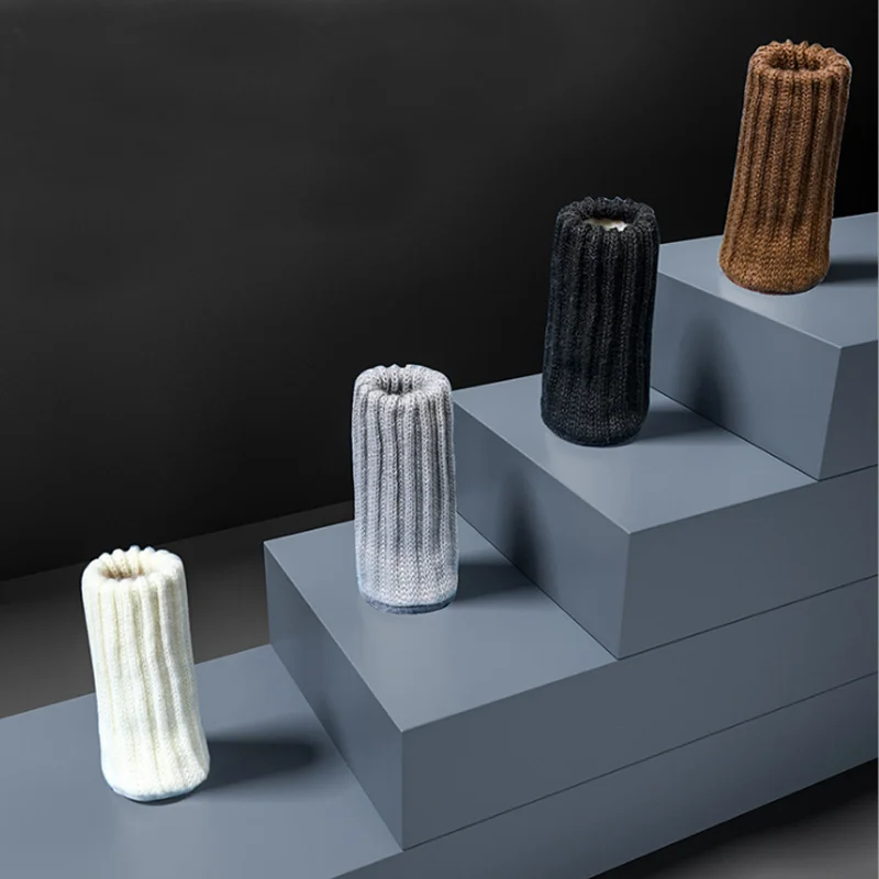 4Pcs/Set Table Chair Leg Covers Home Furniture Non-Slip Knitting Floor Protectors Table Chair Knitted Decor Foot Socks Protector