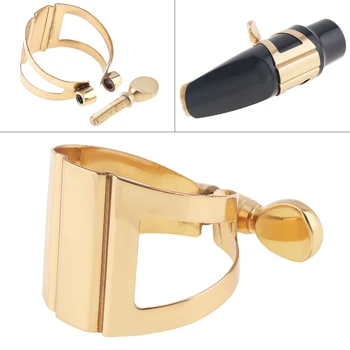

High Quality Professional Alto Saxophone Mouthpiece Ligature Gold-plated Brass Ligature Fastener for Rubber Mouthpieces