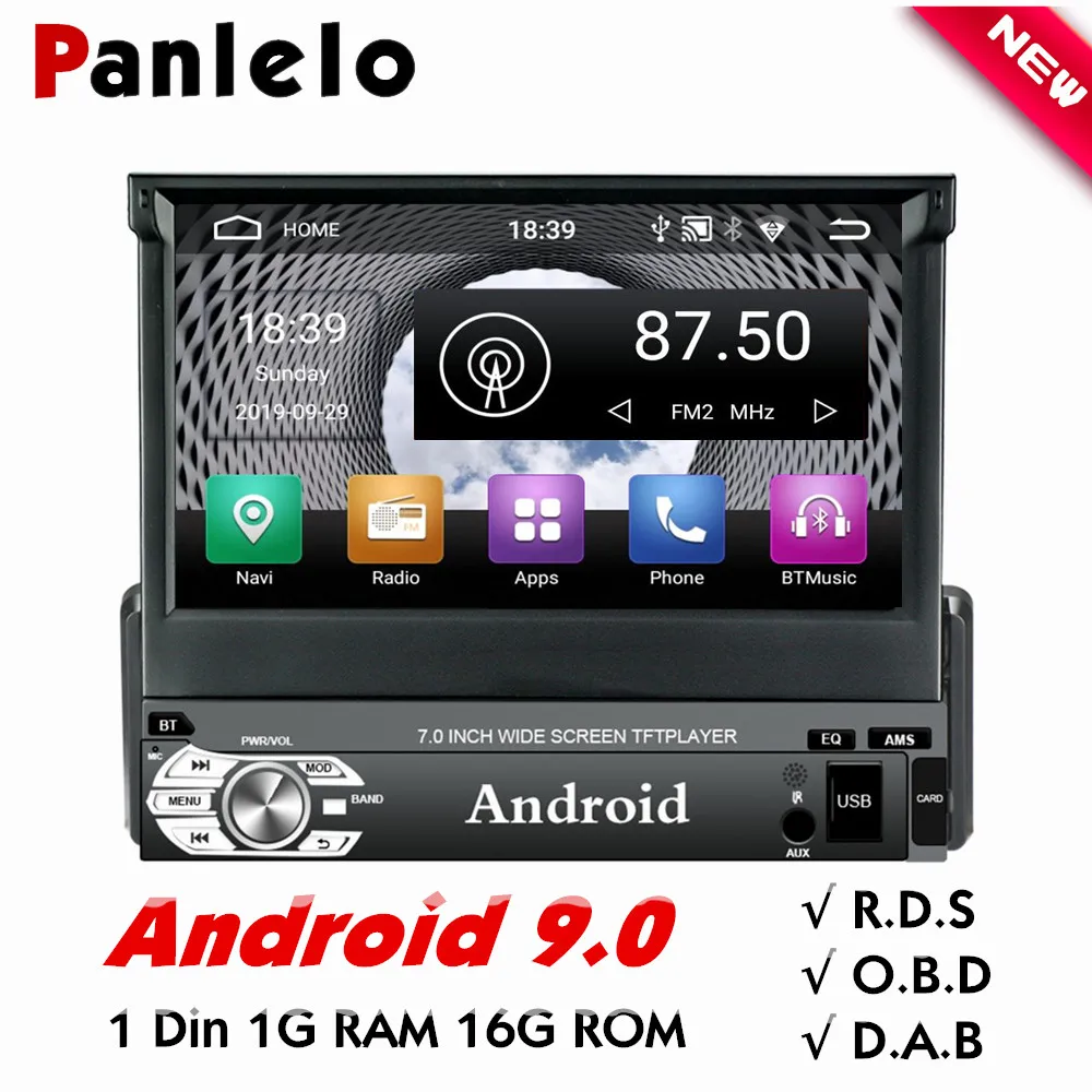 

Panlelo T3 1 Din Android 9.0 Car Multimedia 7 Inch Quad Core Android Head Unit Autoradio Car Audio Player Bluetooth with RDS OBD