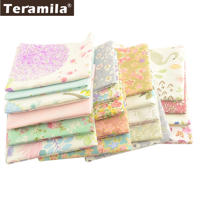 

Teramila Flowers Design Serial 20x50cm 100% Cotton Fabric Telas Patchwork Tissu Handmade DIY Quilts Home Sewing Material Cloth