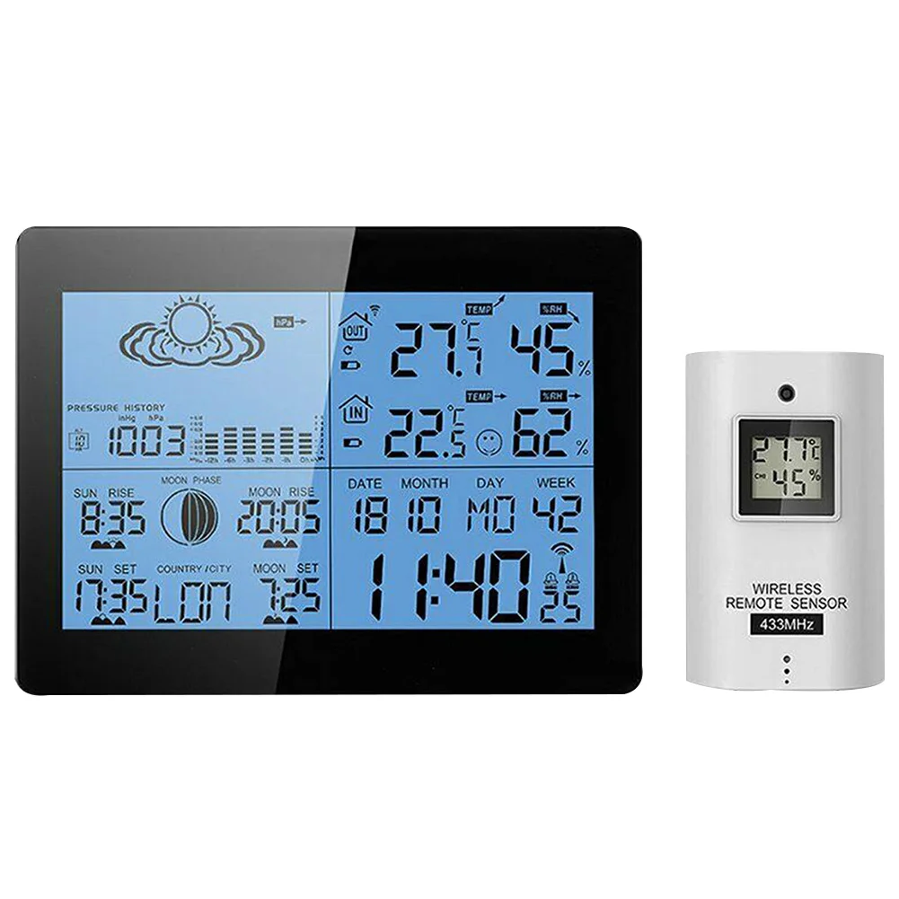 AOK 5019 практичный офисный ЖК-гигрометр с дисплеем, многофункциональные домашние и уличные счетчики, часы, беспроводной термометр, метеостанция