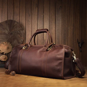 

Mens Handbag Travel Bag Genuine Leather Men Duffle Bag Luggage Weekender Bag Full Grain Crazy Horse Leather Duffle Bag